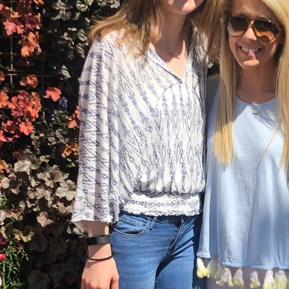 Anthropologie white and blue patterned shirt - Picture 3 of 3